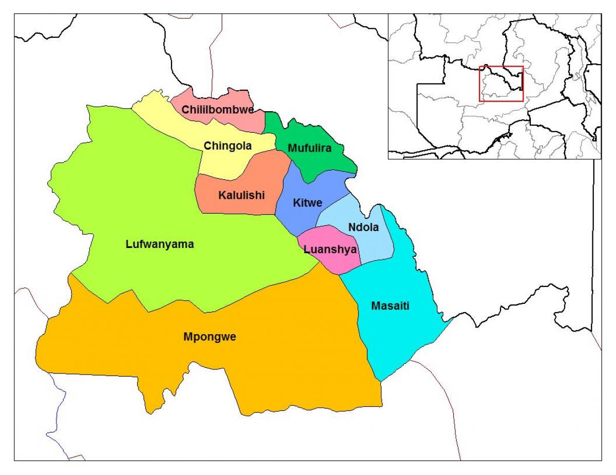 harta e copperbelt krahinë Zambia