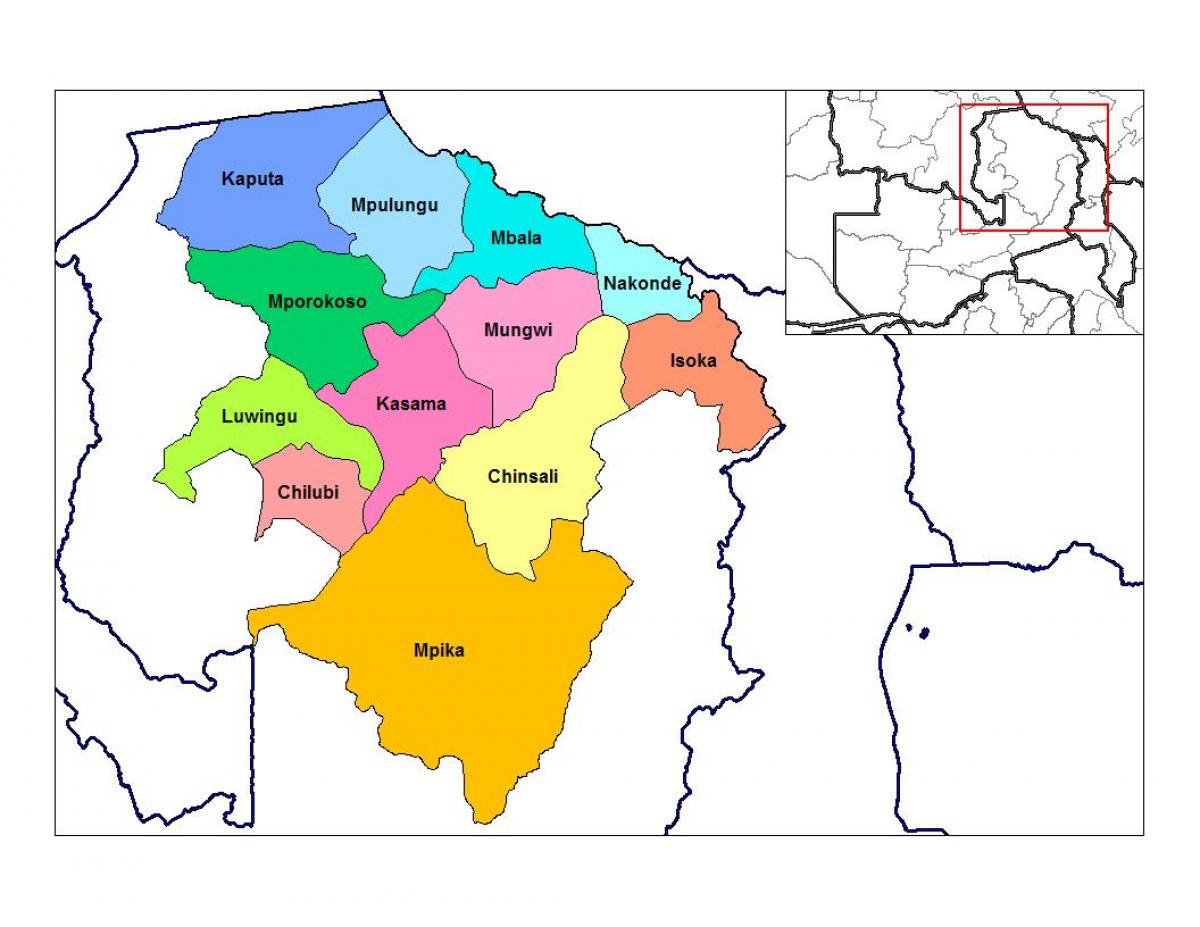 Harta e provincën veriore Zambia