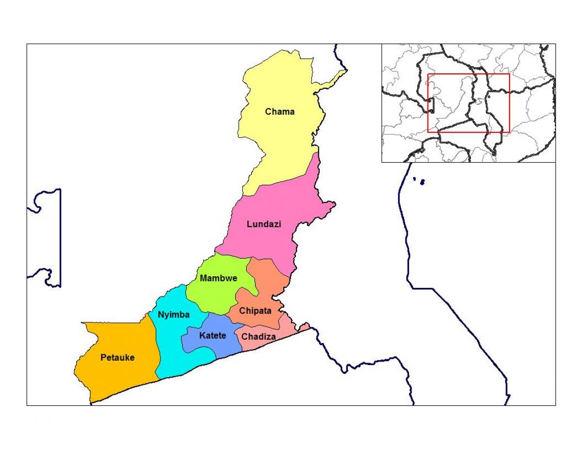 harta e lindore të provincës Zambia