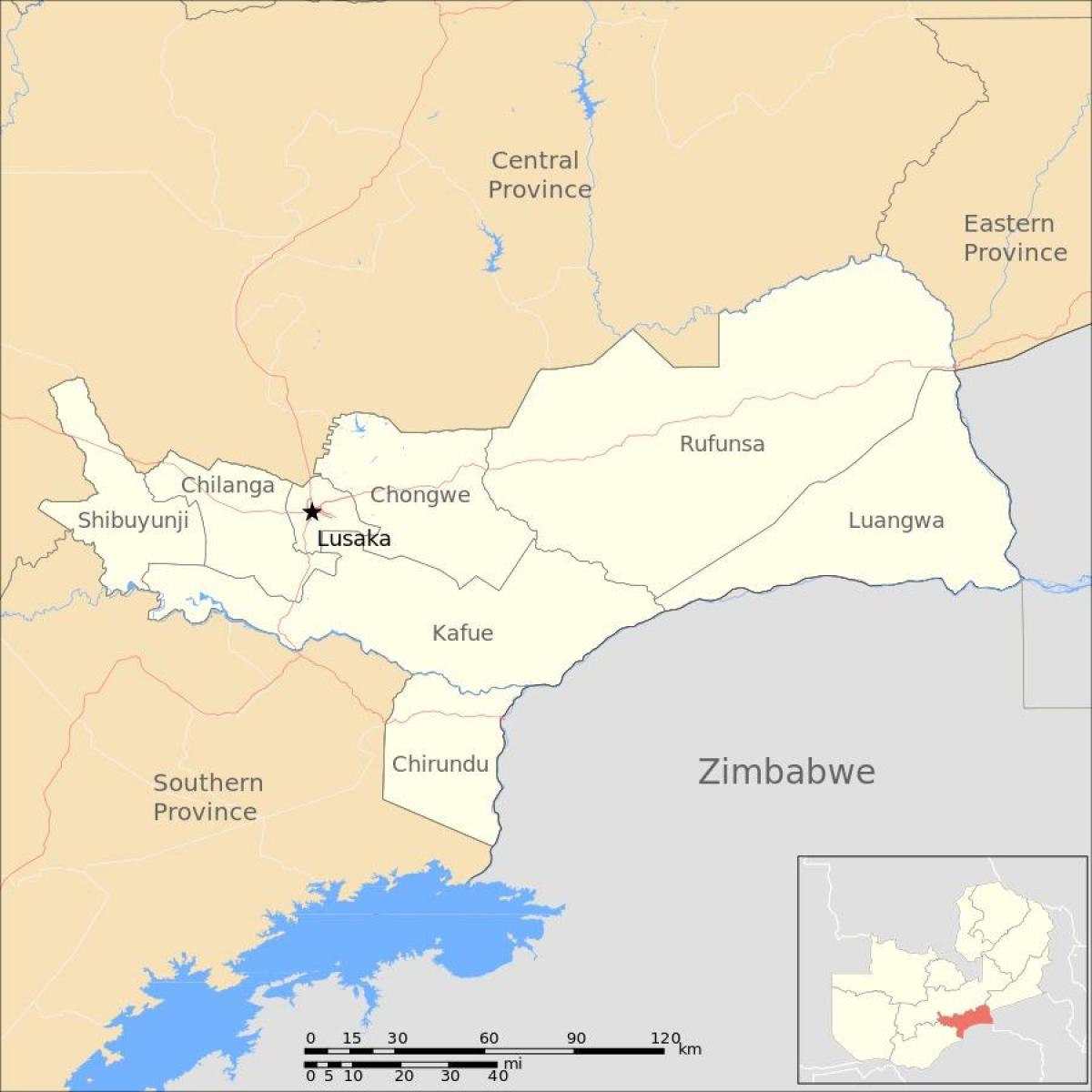 Harta e lusaka Zambia