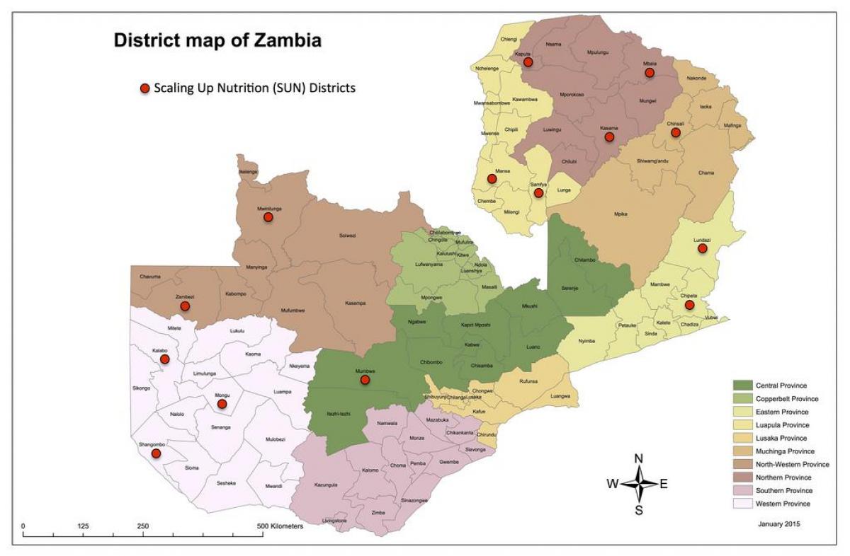 Zambia rrethe përditësuar hartë