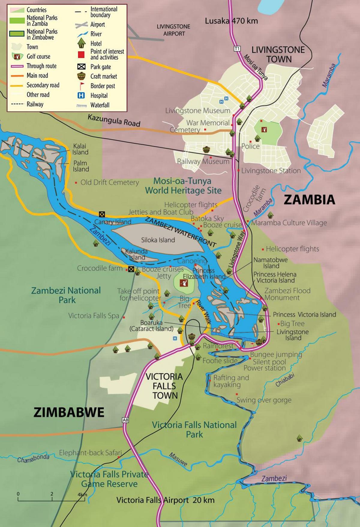 harta e livingstone qytet Zambia